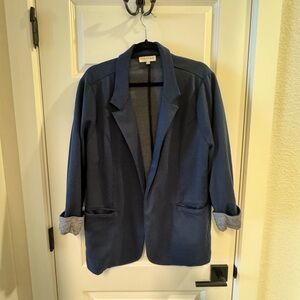 Skies Are Blue Navy Blazer with Gray Accents